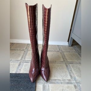 Knee high crocodile boots